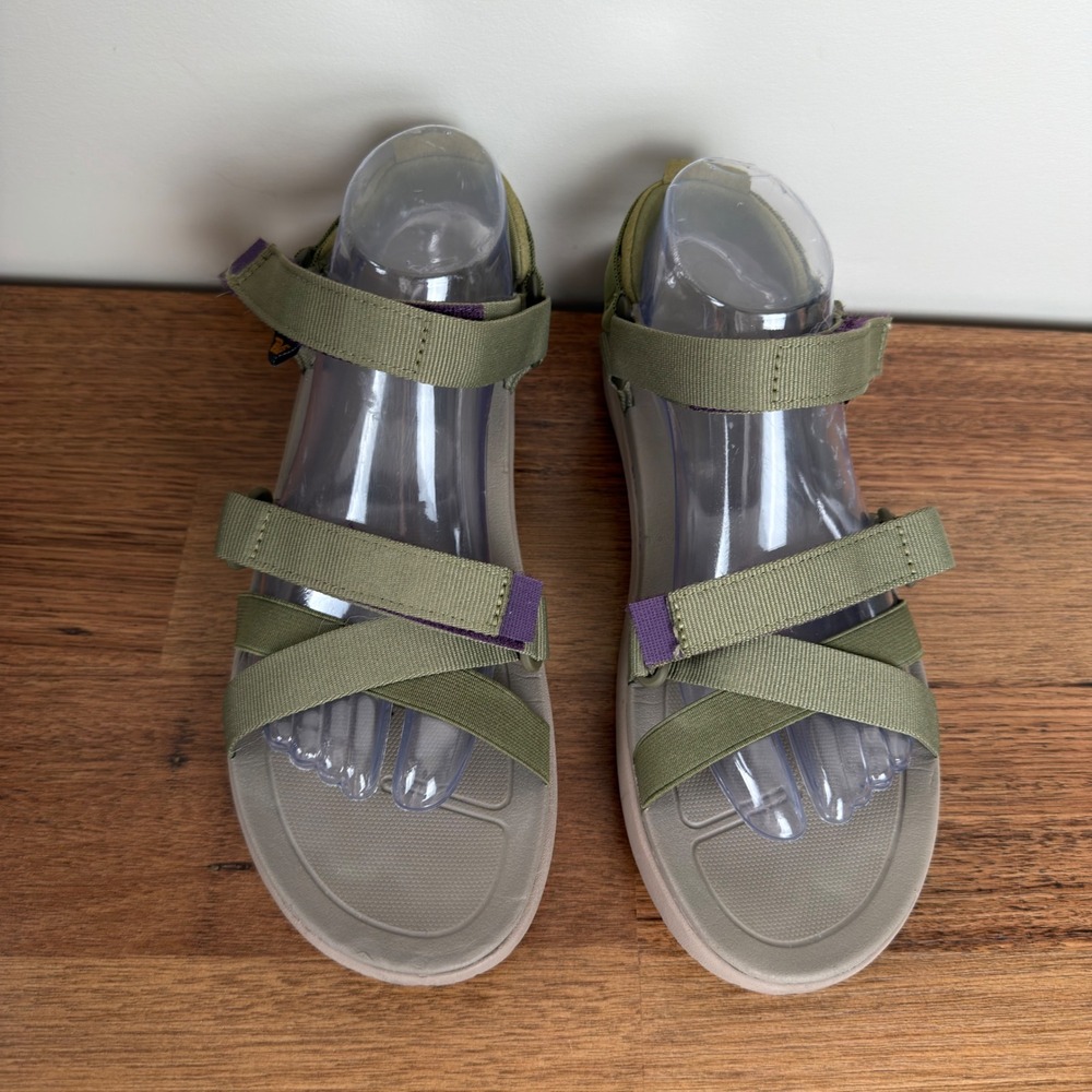 Teva Sandals Olive Green Purple Strappy Sport Hiking Outdoor Women Size 10 - Picture 2 of 7